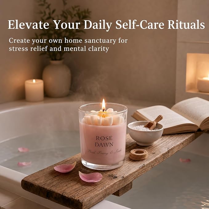 Scented Candles Gift Set for Women, 4 Pack Soy Candles for Home with Unique Floral Design, Relaxing Aromatherapy Candles for Birthday, Self Care, Home Decor