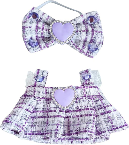 Doll Outfit Set for 17cm Dolls, 2 Piece Clothes Set for Doll, Premium Fashion Dresses for Dolls Accessories Suit (Purple)