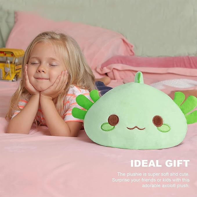 Onsoyours Cute Axolotl Plushie, Soft Stuffed Animal Salamander Plush Pillow, Kawaii Plush Toy for Kids (Green Axolotl, 13")