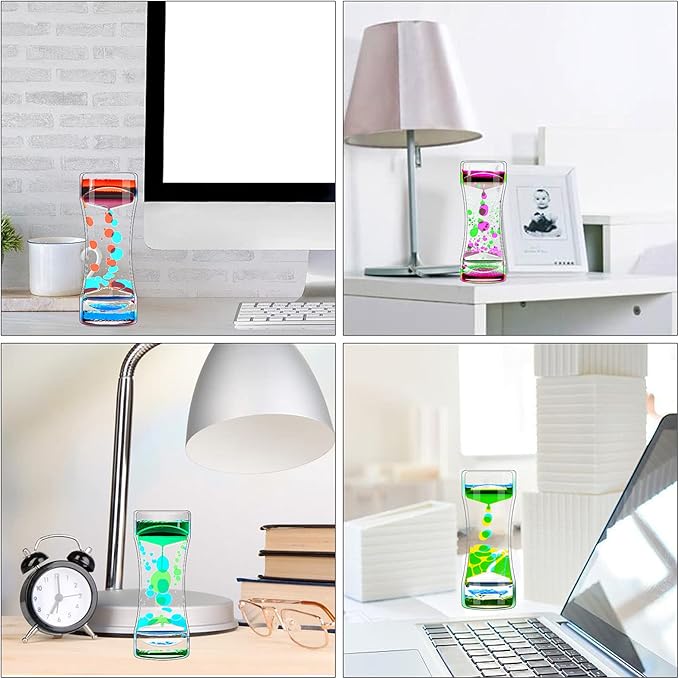 Liquid Motion Bubbler Timer Pack of 10 Great Desktop Colorful Hourglass Liquid Bubbler Small Calming Relaxing Toys Sensory Anxiety Autism ADHD Fidget Toys (10 Pack, Rainbow)