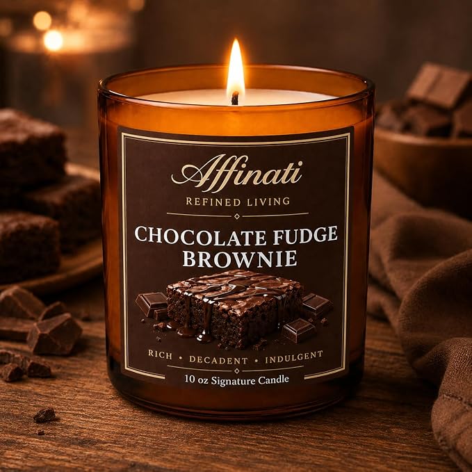 Affinati Chocolate Fudge Brownie 10 oz Scented Candle – Long Lasting Luxury Soy Blend Candle for Home, Strong Scent Throw Rich Dessert Gourmand Bakery Candle, Premium Home Fragrance Gift