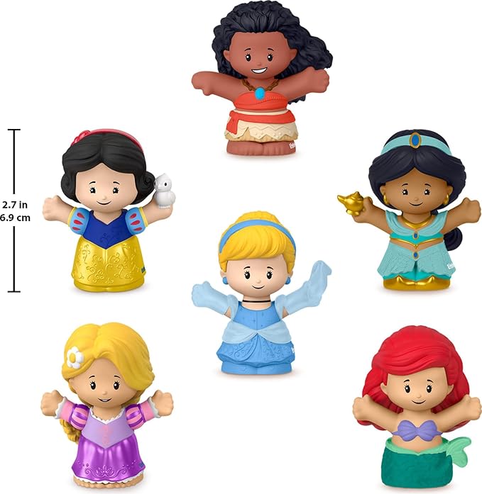 Fisher-Price Little People Toddler Toys Disney Princess Figure Pack, 6 Characters for Preschool Pretend Play Kids Ages 18 Months+