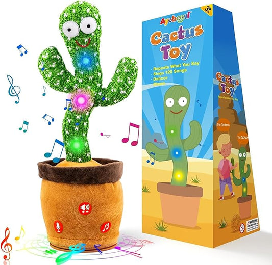 Ayeboovi Baby Toys Dancing Talking Cactus, Mimicking Recording Cactus Toy Repeats What You Say, Volume Adjustable Toddler Toys Singing Cactus with 120 Songs, Tummy Time Toys for Kids Boys Girls