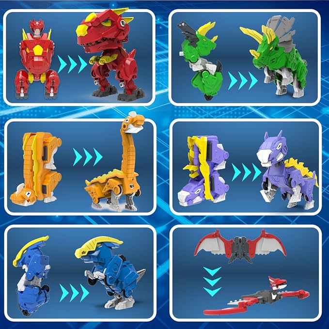 Dinosaur Combined Robot Toys, 6-in-1 Deformation Robot, 10-in Take Apart Robot Figures, Disassembly Toys for Boys & Girls Age 6+ (10IN)