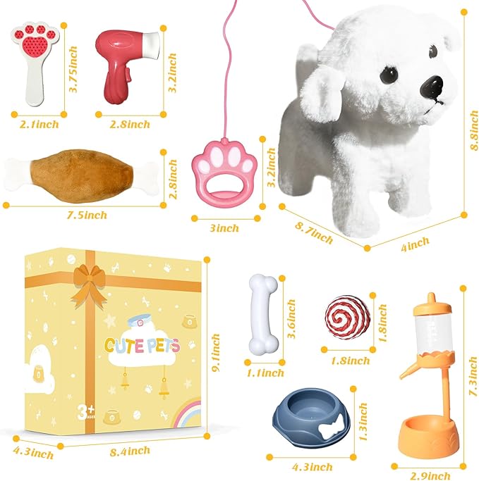Puppy Toys for Kids, Toy Dogs That Walk and Bark, Walking Dog Toy for Kids with Leash, Interactive Stuffed Puppy with Remote Control, for Girls and Boys Aged 3-7 Year Old