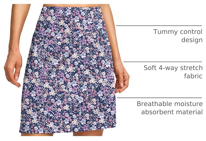 G Gradual 19" Skorts for Woman with Pockets High Waist Golf Skirt | Lightweight, Stretchy, Breathable, Tummy Control, Built-in Shorts, Athletic, Tennis, Pickleball, Casual Summer