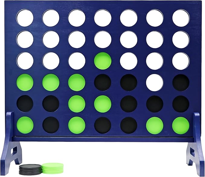 Tailgating Pros Premium Navy Giant Four in a Row with Carrying Case - Jumbo Oversized Outdoor Yard Game - Connect Multiple Pucks in a Row to Win - Many Puck Colors Available!