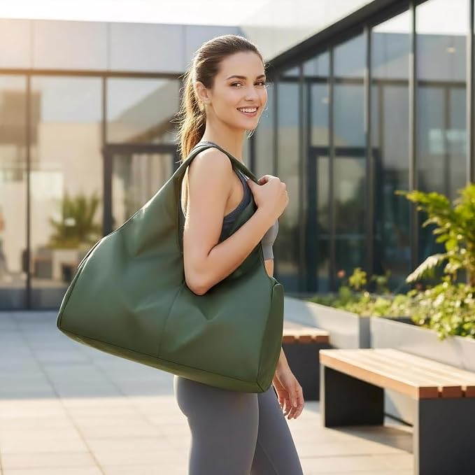 forestfish Yoga Gym Bag for Women with Shoes Compartment & Wet Dry Storage Pockets Lightweight Duffel Bag, Army Green