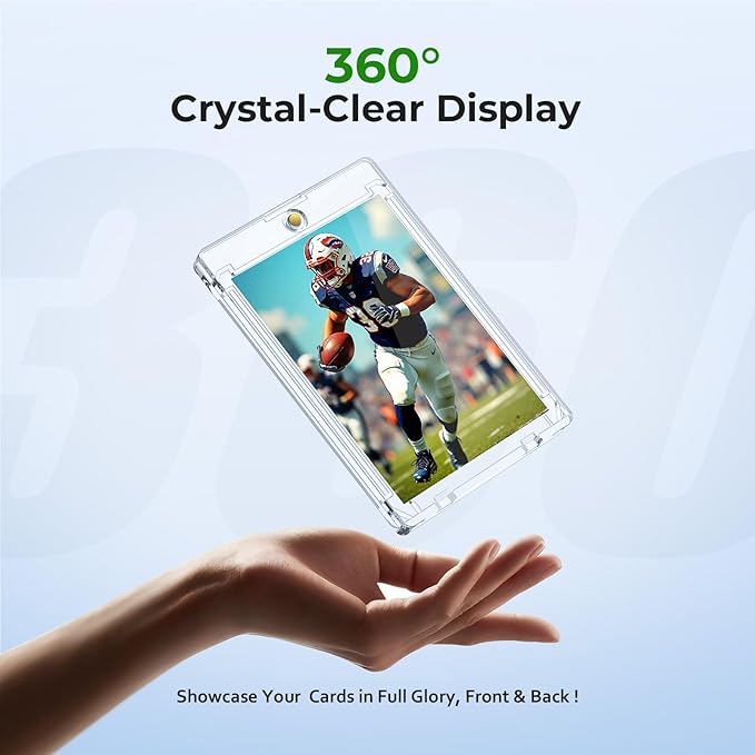 Skyhill 52ct Magnetic Card Holders, 35pt Slim One Touch Card Holder with Extra 52 Penny Card Sleeves, U-V Protection& Waterproof Hard Plastic Card Protectors for Trading Cards, Sports, Game Cards