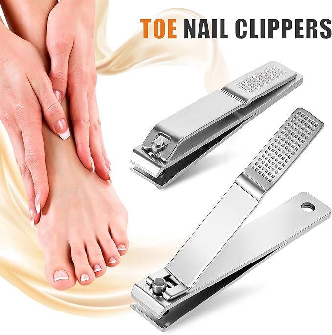 6-Pack Toenail Clippers, Straight Edge Large Nail Clippers Bulk Set for Men Women Seniors, 3.15 inch Long Handled for Thick Toenails, Big Stainless Steel Toe Nail Clipper with Anti-Slip Grip