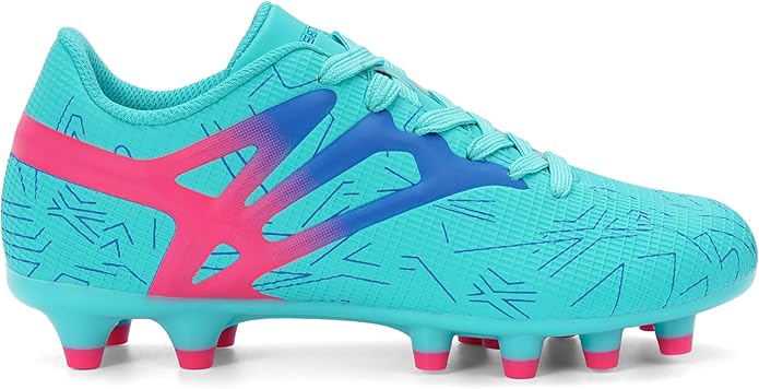 Kids Soccer Cleats Firm Ground - Lightweight Breathable Football Shoes for Boys Girls Youth Outdoor Training on Natural Grass
