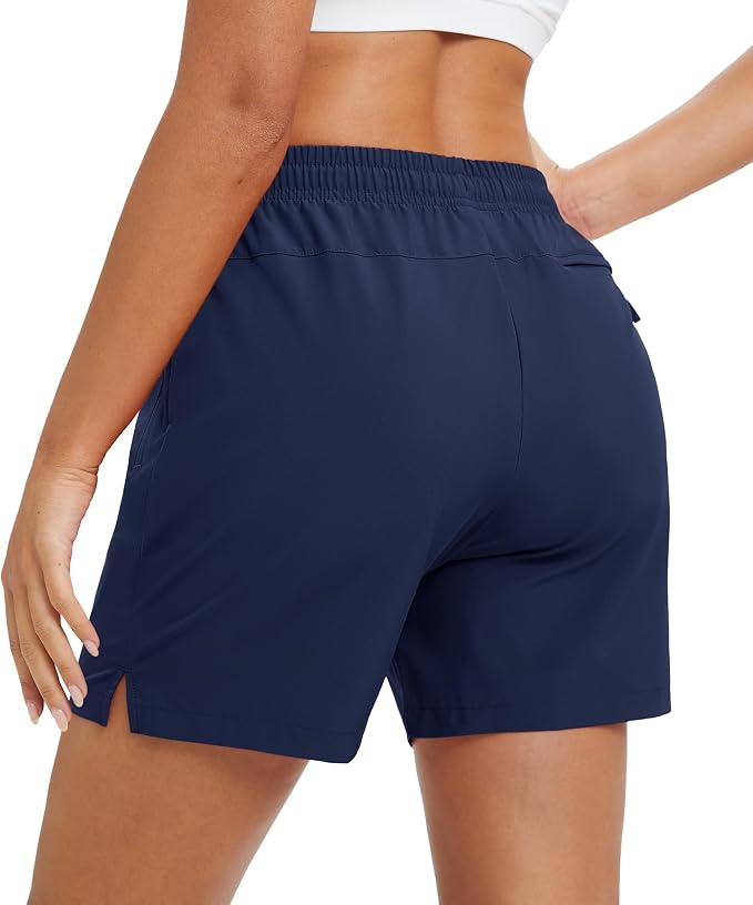 MAGCOMSEN Women's 5" Hiking Shorts UPF 50+ Quick Dry Lightweight Athletic Running Golf Summer Casual Shorts with Pockets