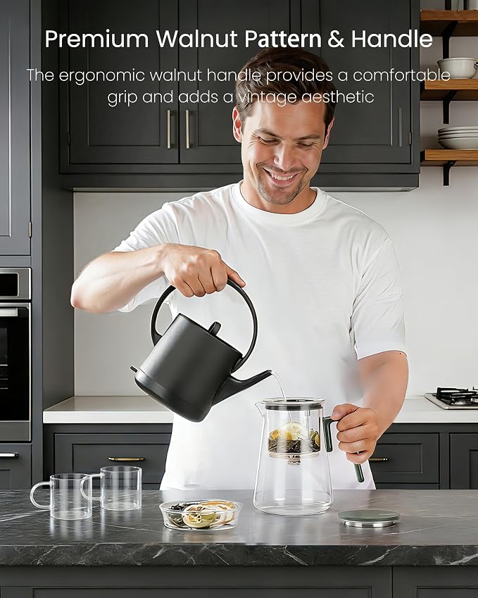 ZENS Magnetic Teapot Set, Enchanted Magic Glass Tea Infuser Pot with 2 Cups for Loose Leaf Tea Steeper, Mess-Free Tea Maker Tea Diffusers for Tea Lovers Ideal Gifts, 34oz (1000 ml)