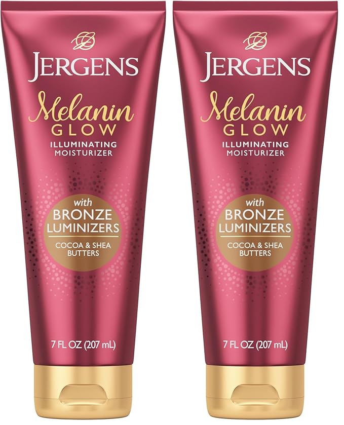 Jergens Hand and Body Lotion,Melanin Glow Illuminating Moisturizer,With Bronze Luminizers,7 Oz,(Pack of 2)