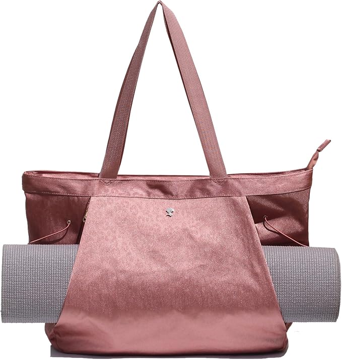 ESVAN Yoga Tote Bag for Women Shoulder Bags Drawstring for Office Workout Travel Carryall Pilates Gym and Beach