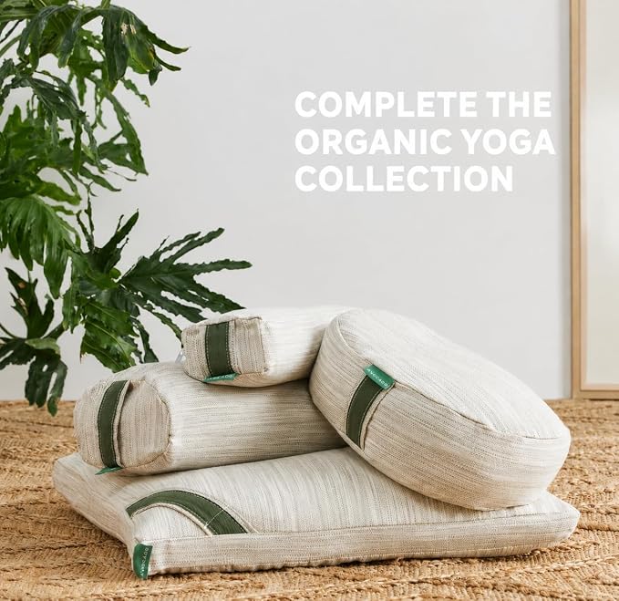 Avocado Organic Yoga Meditation Pillow, GOTS Certified Organic Cotton Cover, Natural Buckwheat Fill