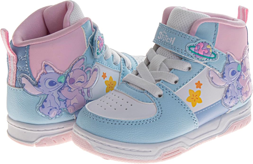 Josmo Girls High Top Sneakers Minnie Mouse Frozen Elsa Anna Paw Patrol Skye Lilo & Stitch Moana Character Shoes for Girls Size Toddler to Little Kid