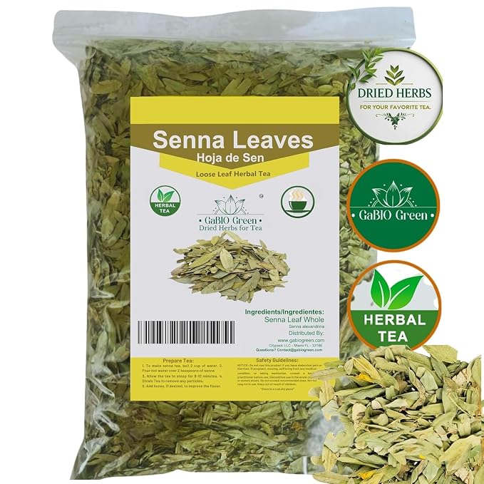 Natural Senna Leaves Hoja Sen Dried Herbal Leaves, Senna Raw Leaf, Hoja Sen Cut & Sifted Herbs, Non-GMO, Gluten-Free, Senna Alexandrina in a Resealable Bag (8oz)