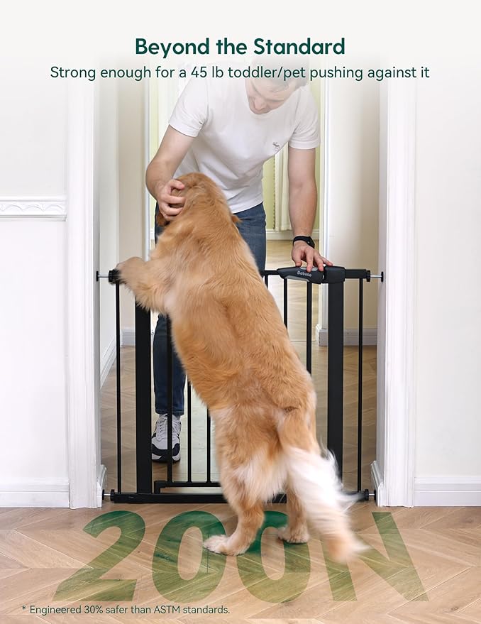 Babelio 26-40" Wide Baby Gate for Stairs & Doorways, 3 Ways Locking System with Auto-Close, Pressure Mounted No Drilling, Easy Install for Stairs, Hallway, Kitchen, Indoor Use, Black (2 Pack)