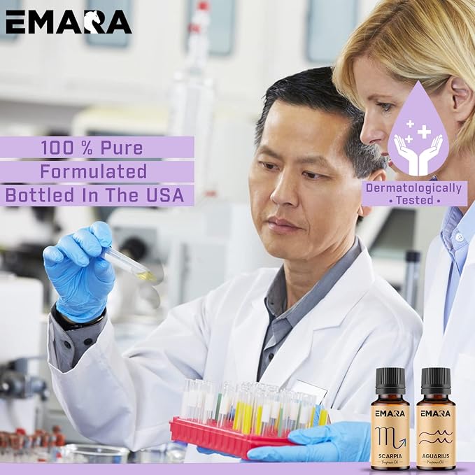 EMARA All Natural Zodiac Aries Essential Oil for Diffusers, Skin Care, Aromatherapy Fragrance Oil, Organic Therapeutic Grade 15 mL (1/2 fl oz)