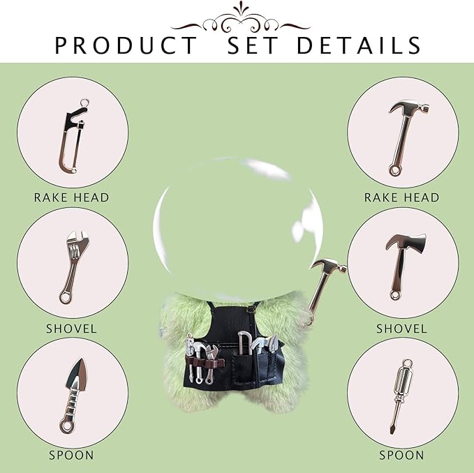 Apron Work Clothes for Doll，Repairman Series，7 Accessories in Total，Leather Bibs with Adjustable Length, Suitable for Tool Enthusiasts，Suitable 3.94-6.7inch(10-17cm) for Dolls
