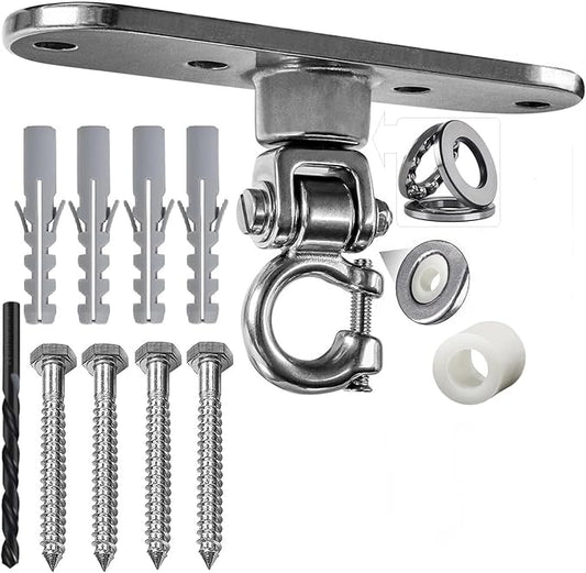 Heavy Duty Stainless Swing Hanger with Smooth Bearings 180°+360°Swing Hardware, 1500 lb Capacity Playground Yoga Hammock Chair Sandbag Porch Swing Bag
