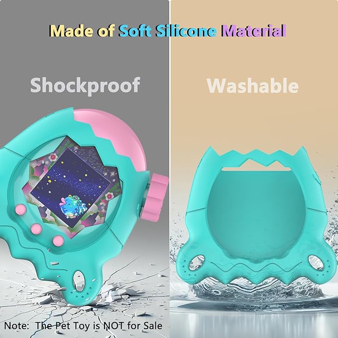 Silicone Case for Tamagotchi Paradise with Button Cap, Protective Cover with Screen Protector and Lanyard for Tamagotchi Paradise Pet Accessories (Jade Forest)
