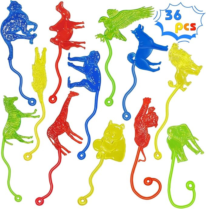 Sticky Hands Bulk 36PCS Forest Animal Party Favors for Kids Stretchy Sticky Hand Fidget Toys Goodie Bag Stuffers Treasure Box Toys for Classroom Prizes Birthday Party Supplies Easter Egg Fillers