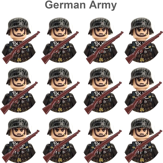 WW2 Military People Building Set Army Men Action Figures, World War 2 Soldier Figures American vs German Army Battle WW2 Playset / 100 pcs (Armey Men 2)
