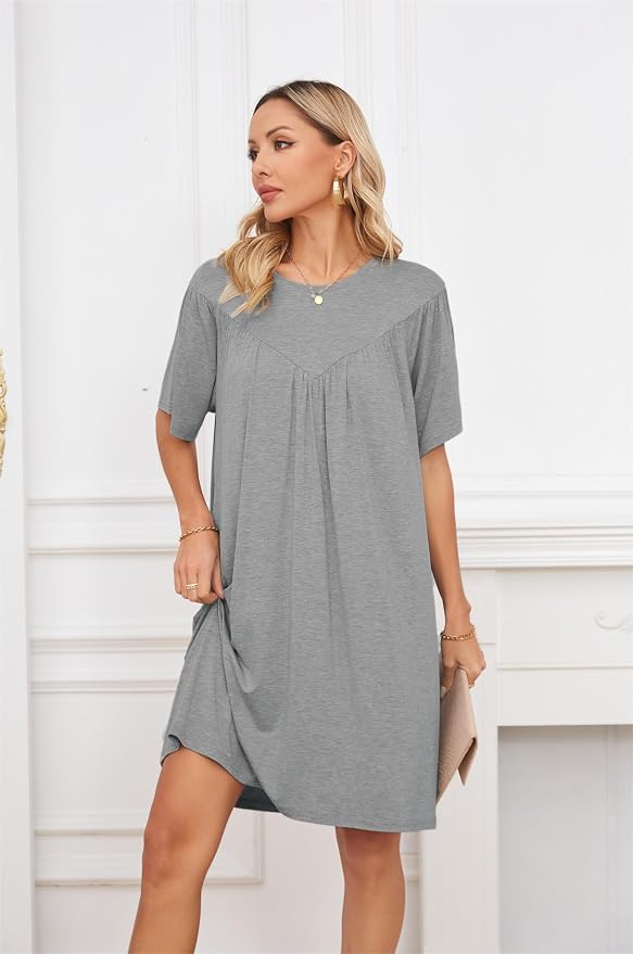 VintageClothing Nightgowns for Women Soft House Dresses Sleepshirts Short Sleeve Sleepwear Night Dress Moo Moo Nightgown