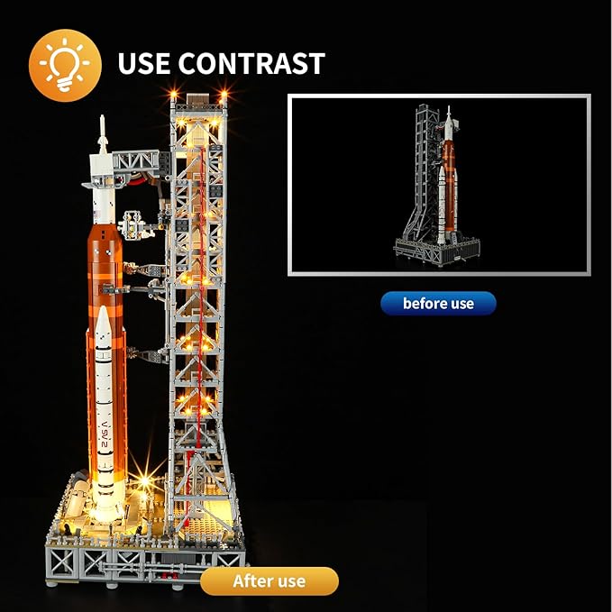 Vaodest LED Light for Lego 10341 NASA Artemis Space Launch System Building Blocks Model,Design and Configuration Compatible with Model 10341(Led Light Only, Not Building Block Kit)