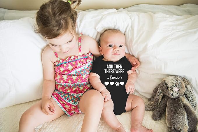 AW Fashions And Then There Were Four Baby Bodysuit Cute Newborn Boy Outfit Funny Baby Romper Girl Clothes