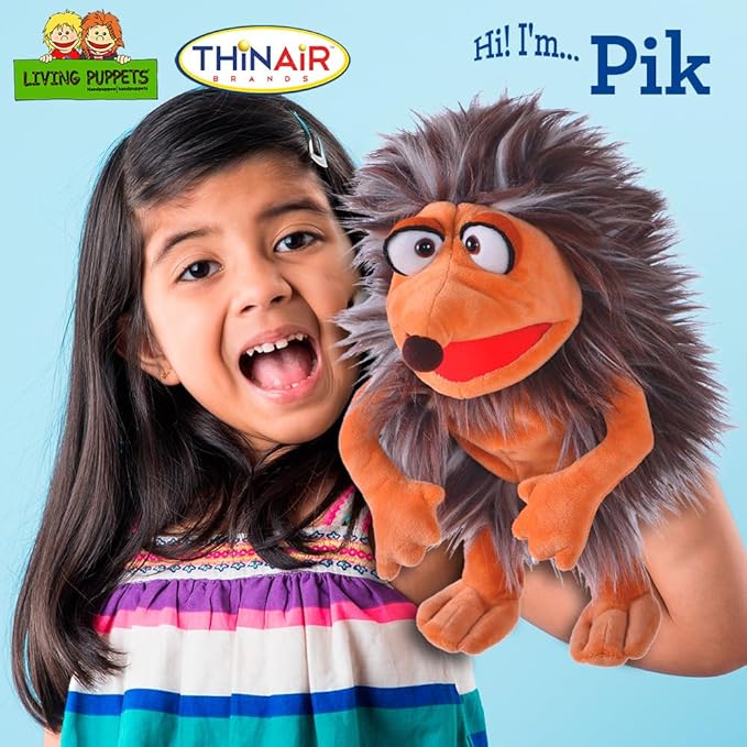 Living Puppets - Pik The 12-Inch Brown Hedgehog, Plush Hand Puppet for Boys and Girls