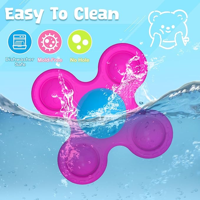 Suction Spinner Toys for Babies Bath Toys for Babies 10-12 Months+ Gifts for Kids Suction Cup Toys (Classic Edition - Animals)