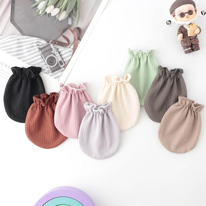 BQUBO Newborn Infant Toddler Mittens No Scratch Cotton Elastic Wrist Gloves Hypoallergenic for 0-6 Months Baby Boys Girls