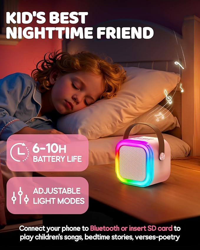 Karaoke Machine for Kids, 2026 TOP Toys Birthday Gifts Ideas for Girls Ages 4, 5, 6, 7, 8, 9, 10, 12+ Years Old, Portable Mini MP3 Player with 2 Wireless Mics for Party