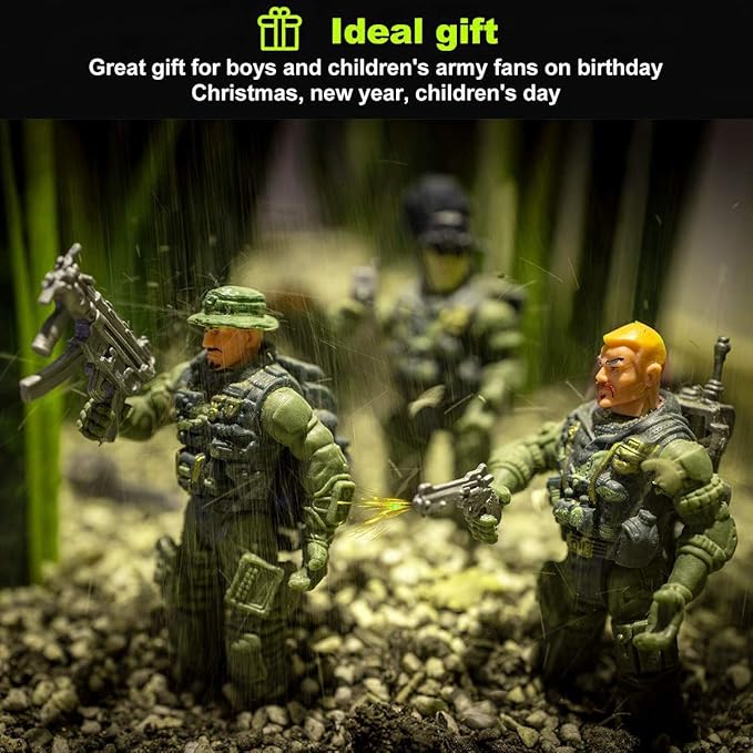 Soldier Action Figure Army Men with Weapon Accessories/ SWAT Team Figure Military Playset，Great for Christmas, Birthday, Set of 6/8