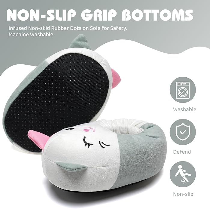 IceUnicorn Toddler Slippers Kids Cute Funny Animal House Shoes Girls Boys Christmas Fluffy Bedroom Indoor Slipper, Cat, Bunny, Unicorn, Axolotl, Fox