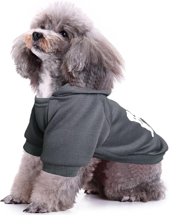 Jecikelon Winter Printed Dog Hoodies Sweatshirts Warm Clothes for Small Dogs Chihuahua Coat Puppy Clothing Cat Custume (Gray, XX-Small)