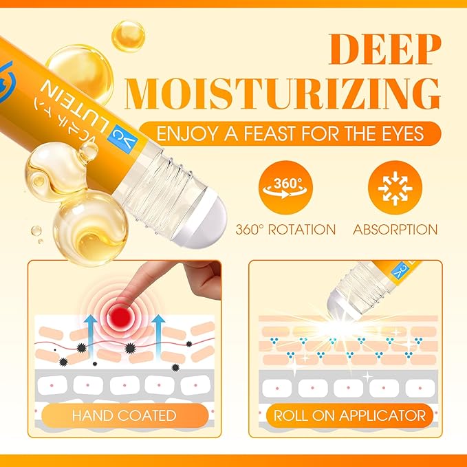 3PCS Lutein Eye Essence Oil, New Upgrade VC Lutein Anti-Wrinkle EyeSerum, Ruy Eye Oil 𝐯𝐜, Improve Eyes Bags Dark Circles for Women Men