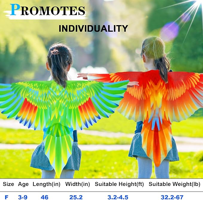 Bird-Costume-Parrot-Wings for Kids with Bird Headbands, Boys Girls Eagle Dress-up Cape Halloween Party Favors Gifts