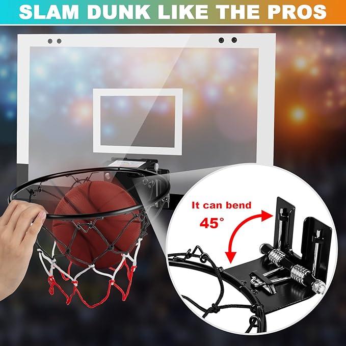 Indoor Basketball Hoop Boys Gifts for Teens Door Room Basketball Hoop Mini Hoop with Scoreboard, 3 Balls and Batteries Basketball Toys for 8 9 10 11 12