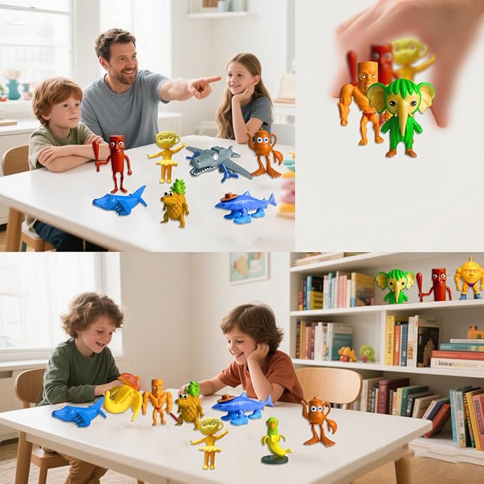 12PC Italian Brainrot Toy Figures Animals Tralalero Tralala Figure Tung Tung Tung Sahur Figurine Bombardiro Crocodilo Animals Figurine Doll Gifts for Fans