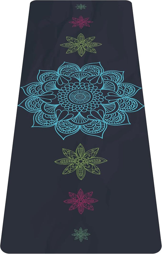 nuveti Printed Travel Yoga Mat-1/16 Inch Thick Non Slip Fitness Workout Mat with Carrying Bag, Foldable Lightweight Suede & Natural Rubber Yoga Mat for Yoga Pilates and Fitness 72" L x 24" W x 1.5mm