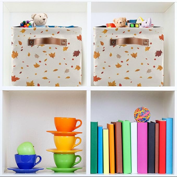 Aslsiy Storage Basket Gnome and Pumpkins Autumn Nursery Bins Apricot Baby Box Canvas Clothes Shelf Basket Laundry Hampers 2 Pcs