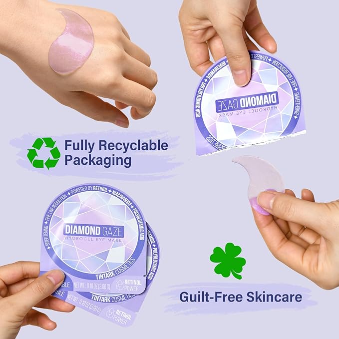 DIAMOND GAZE Firming Hydrogel Eye Patches 28 Pairs, 15-Min Retinol & Niacinamide Eye Masks to Smooth and Brighten, Reduce Fine Lines & Dark Circles, Relaxing Holiday Set