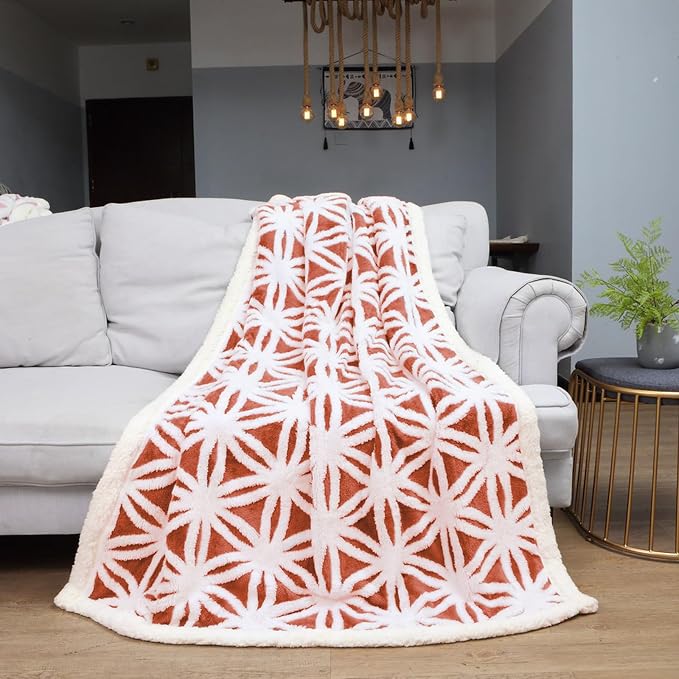 LOMAO Sherpa Fleece Blanket Gifts for Mom Dad Cozy Soft Throw Blanket for Women Men Birthday Gifts Dual Sided Couch Sofa Bed Blanket (Coral, 60''x80'')