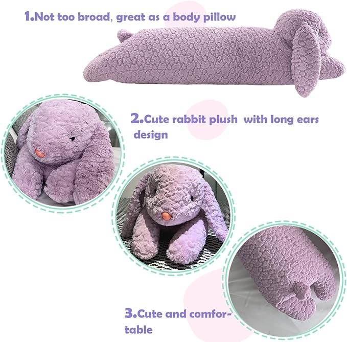 Hofun4U Rabbit Plush Pillow, Rabbit Stuffed Animal, Rabbit Plush Long Pillow for Kids Adults (47 inch)