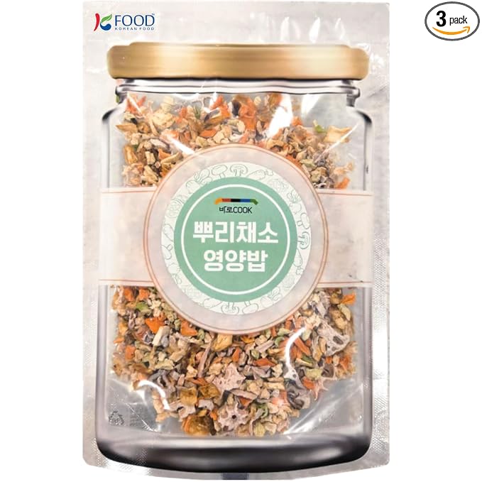 Korean Food Root Vegetable Mix for Rice Cooking, Vegan, 3 Pack Bundle, 240g | Dried root vegetable blend for rice dishes and bibimbap, packed in convenient portions