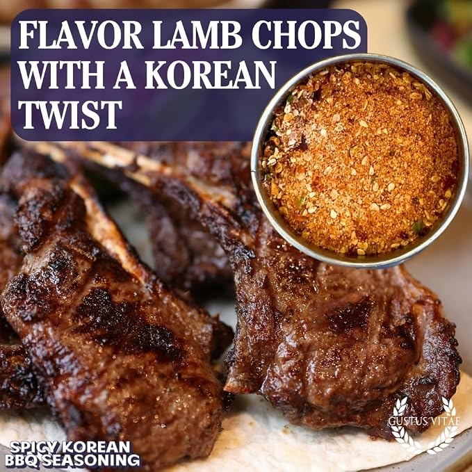Gustus Vitae | Spicy Korean BBQ Seasoning | Natural Small Batch Gourmet Mix | Gourmet Spice Blend | Non GMO | No MSG | No Fillers | Handmade in USA | Magnetic Tin | Small Batch | All Natural